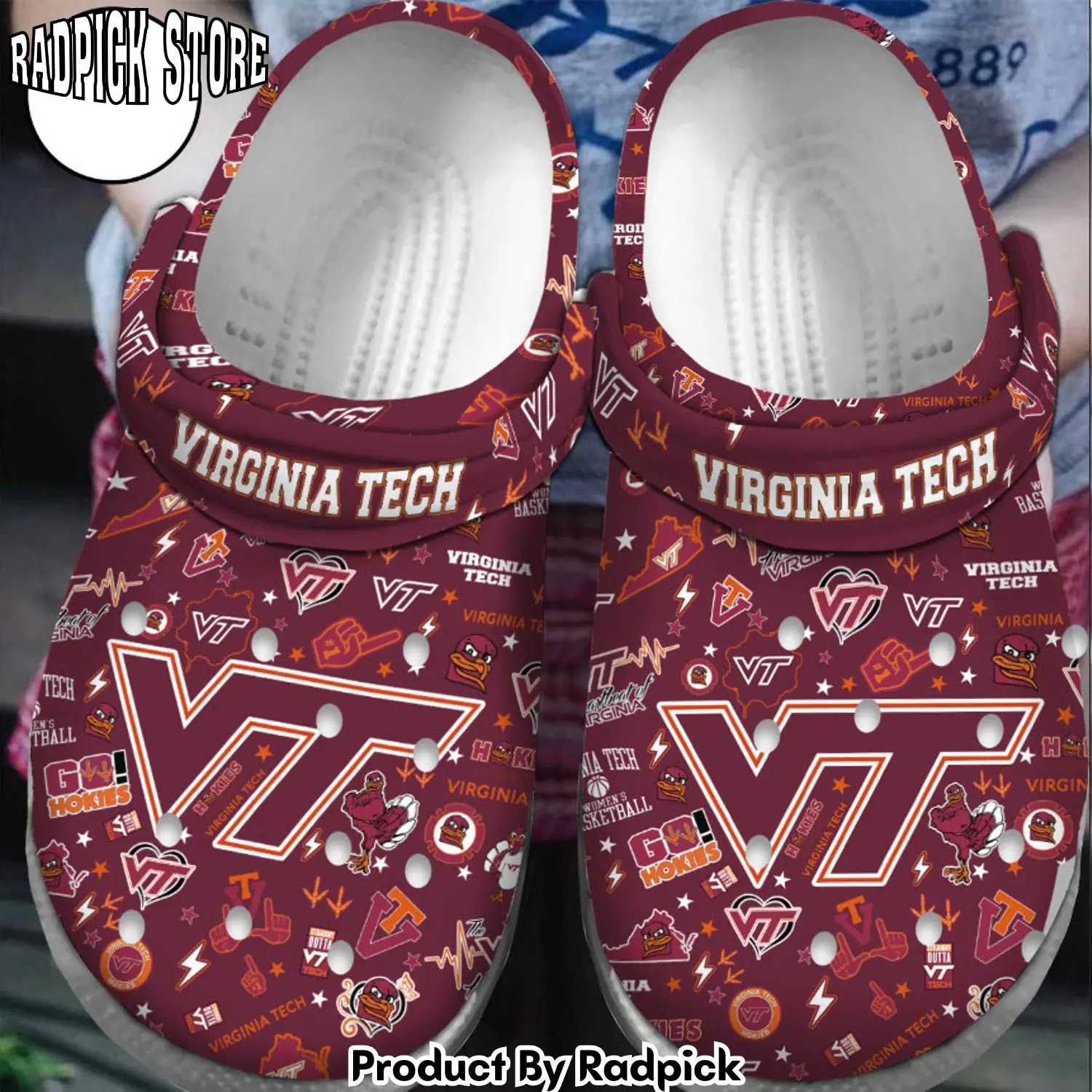 Radpick premium virginia tech ncaa sport clogs crocband clogs shoes for men women and kids rp6522024